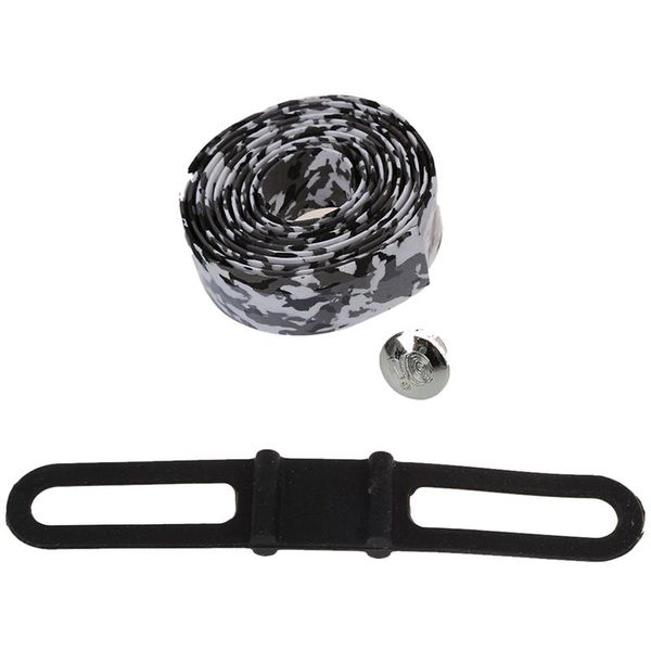 

working light bike silicone elastic rubber strap bandage tie holder & bicycle cork handlebar tape (white with black)