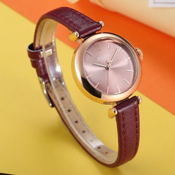 

wristwatches fashion lady women's watch japan quartz hours simple dress bracelet leather clock girl's birthday gift julius, Slivery;brown