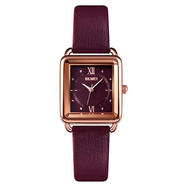 

wristwatches skmei high-end watch ladies quartz clock waterproof leather strap montre femme relogio feminino 1702, Slivery;brown
