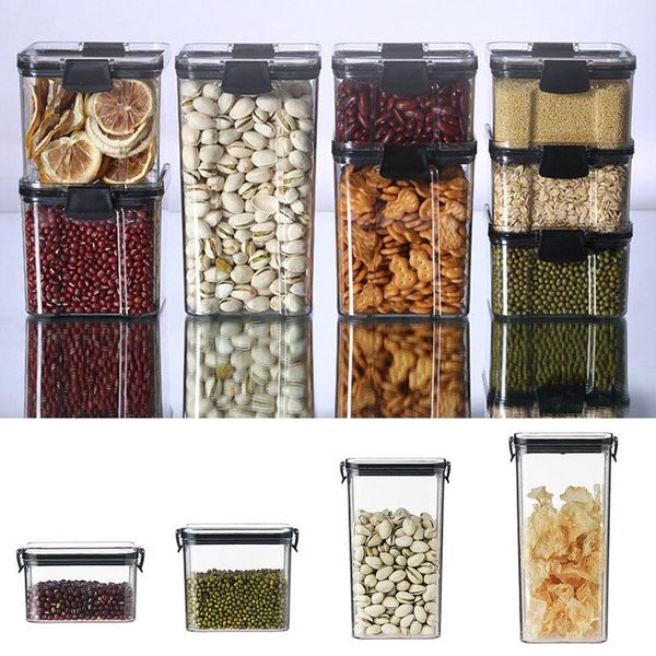 

kitchen storage box square fresh-keeping transparent sealed jar refrigerator grain tank dried fruit can bottles & jars