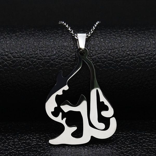 

pendant necklaces 2021 persian poetry stainless steel love necklace chain for women silver color jewelry collier femme n19638
