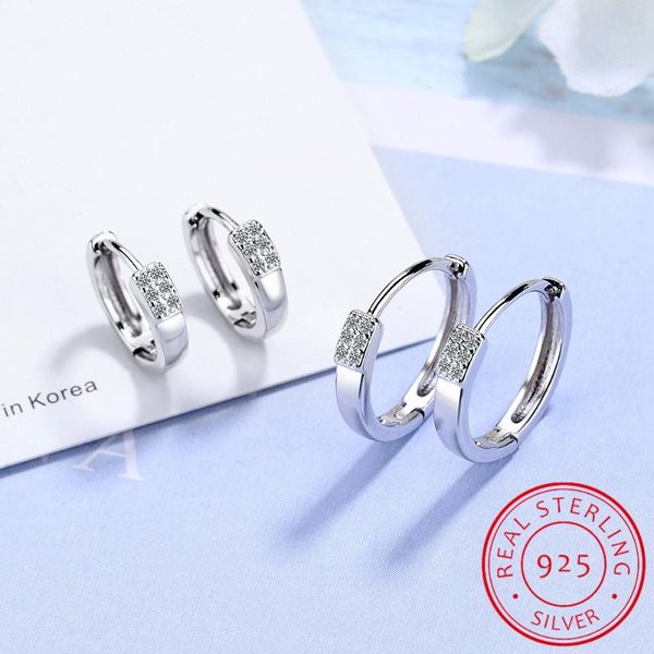 

hoop & huggie 925 sterling silver minimalist geometric zirconia round circle earring for charming women party fine jewelry classic gift, Golden;silver