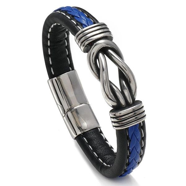 

charm bracelets trendy genuine two-color leather men's jewelry magnetic buckle spring clasp simple rope bracelet for women male gifts, Golden;silver