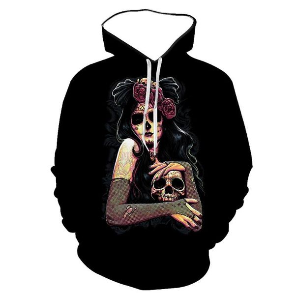 

men's hoodies & sweatshirts hoodie fall pullover sweatshirt skull print hooded sweater oversized clothing fashion harajuku s-6xl, Black