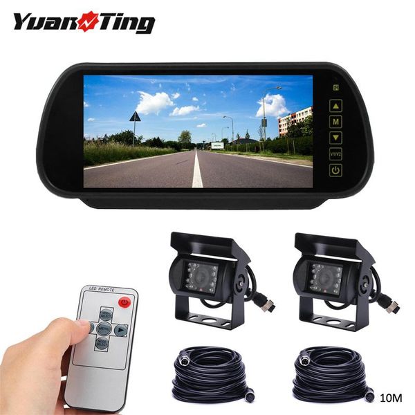 

car video yuanting waterproof 18 ir led night vision reverse camera + 7" tft rear view monitor vehicle parking system for rv bus traile