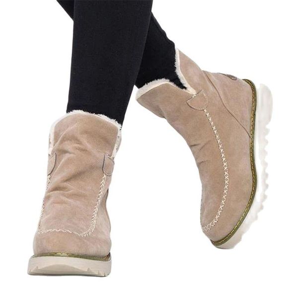 

boots women winter bootiesfur lining ankle snow flat fur, Black