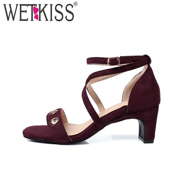 

summer sandals women shoes open toe high heels thick heel ladies footwear metal decoration cross strap, Black