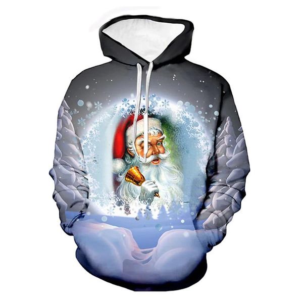 

men's hoodies & sweatshirts 2021 spring and autumn 3d santa print hoodie outdoor sports daily long sleeve pullover casual women's, Black