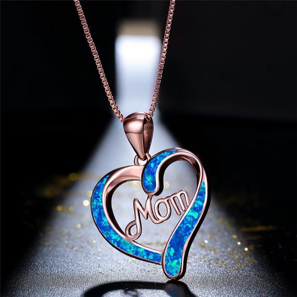 

pendant necklaces wedding love mom letter necklace chain shine stone glow heart mother day gift luxury jewelry anniversary, Silver