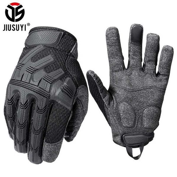

jiusuyi full finger gloves tactical glove black swat mittens army military rubber touch screen airsoft bicycle paintball men 211124, Blue;gray