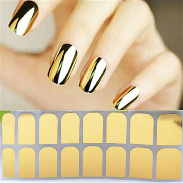 

full 16pcs gold silver nail sticker solid color stamping design decal for nails decoration art manicure stickers & decals, Black