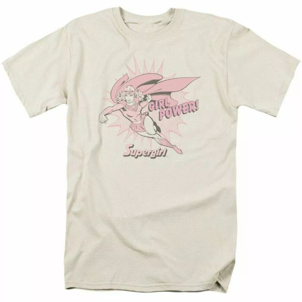

Supergirl Girl Power T Shirt Mens Licensed Kara Zorel DC Comics Tee Cream, White;black