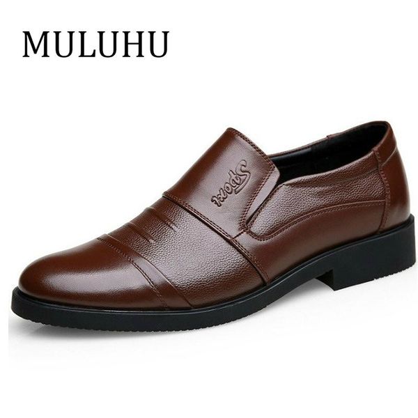 

dress shoes muluhu autumn men genuine leather men's business italian oxfords formal wedding comfort, Black