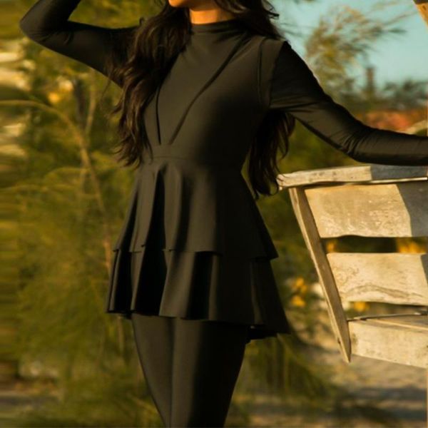 

swim wear 3pcs black swimming suit for burkini muslim fashion swimwear women swimsuit long sleeve set