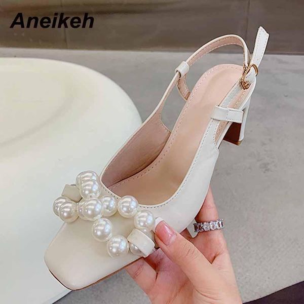 

dress shoes aneikeh fashion string bead bling butterfly high heels pumps spring/autumn 2021 pu square toe women sewing sweet lady, Black