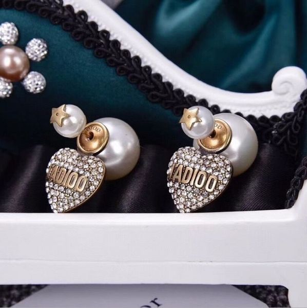 

design jewelry earrings / autumn and winter love letter pearl earrings women's fashion creative personality zokz, Golden