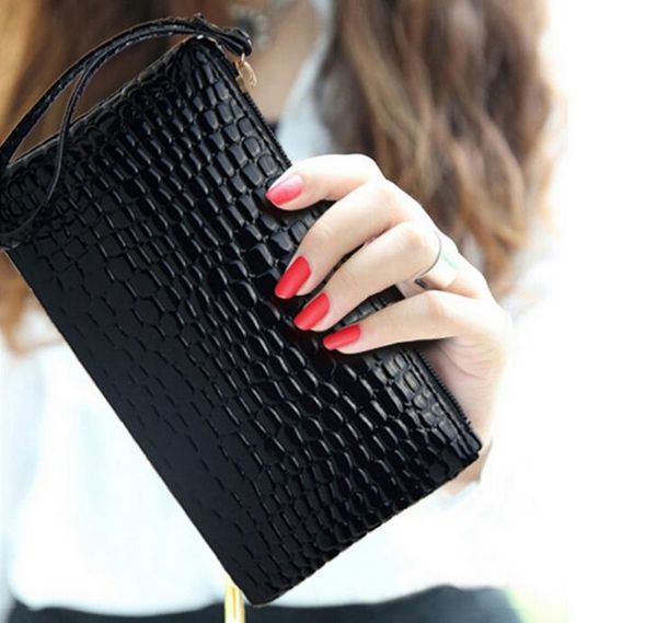 

autumn/winter ladies bags trend long crocodile pattern clutch coin purse