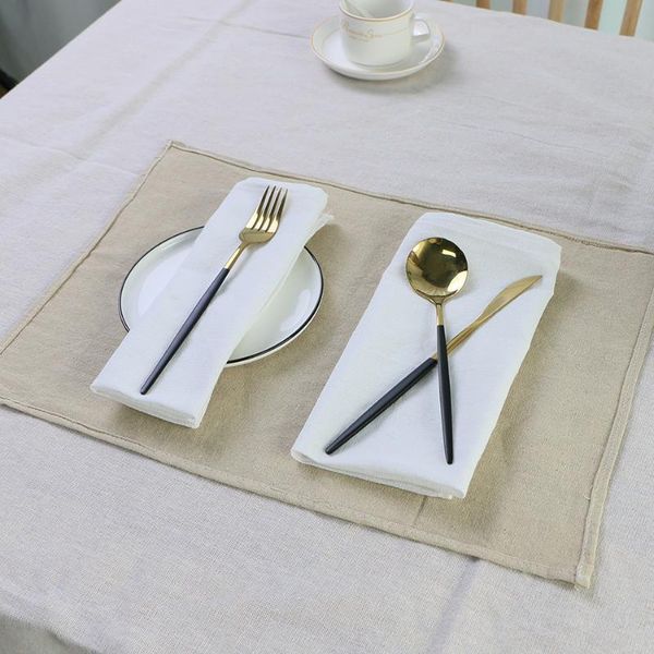 

45x45cm kitchen cloth 6/12 pack dinner napkins soft and comfortable reusable polyester linen original white color table napkin
