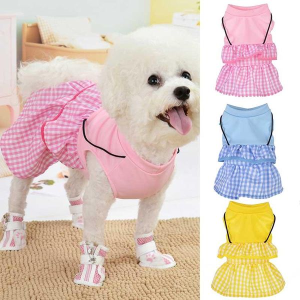 

dog apparel puppy dresses spring summer light breathable colorful plaid princess skirt pet supplies wedding dress clothes