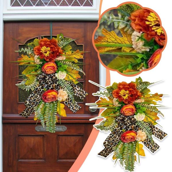 

decorative flowers & wreaths exclusive designer autumn artificial leopard garland-different halloween decoration wreath hanging home window