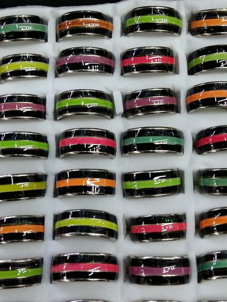 

1cm pattern luminous mood ring rainbow rings, Silver