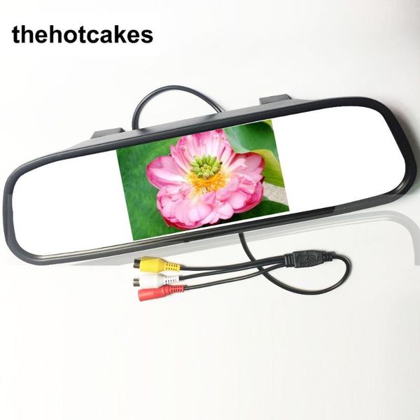 

car video thecakes 5" digital color tft 800*480 lcd mirror monitor 2 input for rear view camera parking assistance system