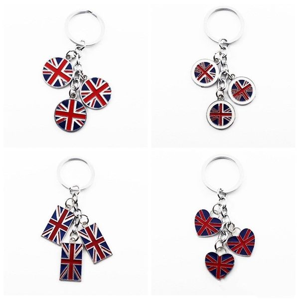 Bandeira Keychain Vários Formas Estilo Britânico Pingente Favor Carro Reino Unido Americano Negócios Negócios Estrangeiros Presente Bandeiras Chave Chave Chapéus2i52016