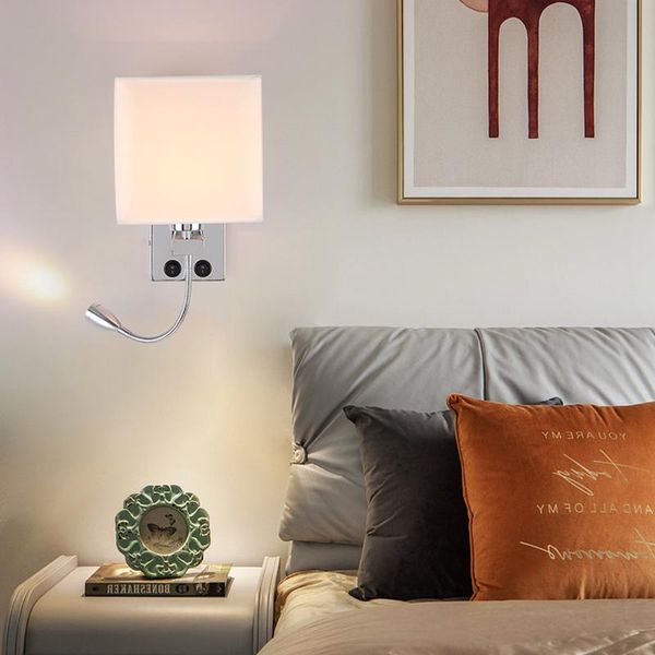 

wall lamps american fabric lamp simple personality usb charging el bedroom reading bedside