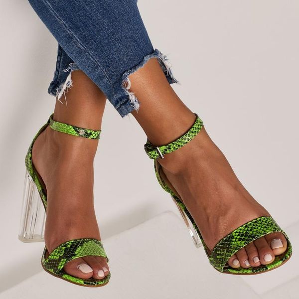 

summer high heels sandals peep toe buckle strap fashion serpentine green shoes for woman size 35-42, Black