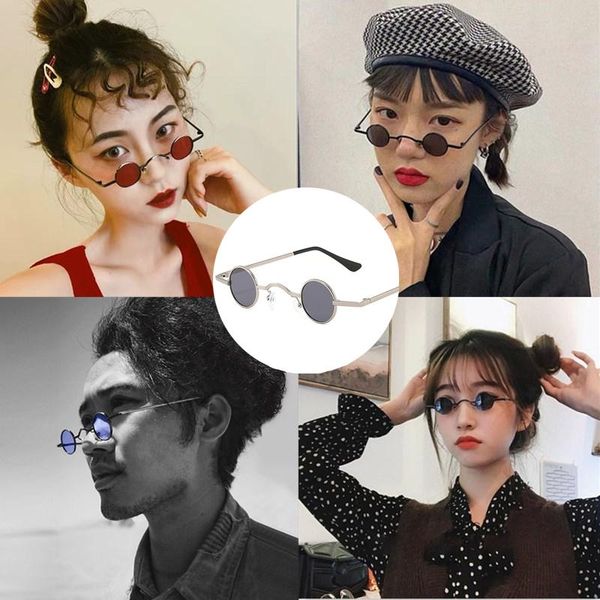 

outdoor eyewear small frame round sunglasses metal retro punk decorative eyewears travel vacation sun-shading glasses 1pcs