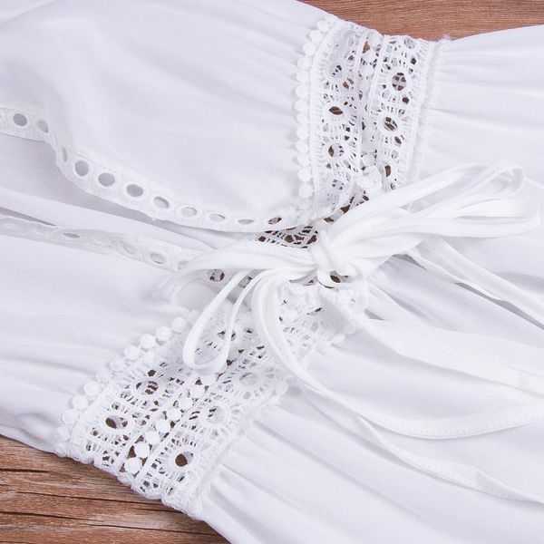 

women's swimwear white women long beach dress bikini cover-ups holiday lace hollow out summer beachwear bathing suit swimsuit playa, White;black