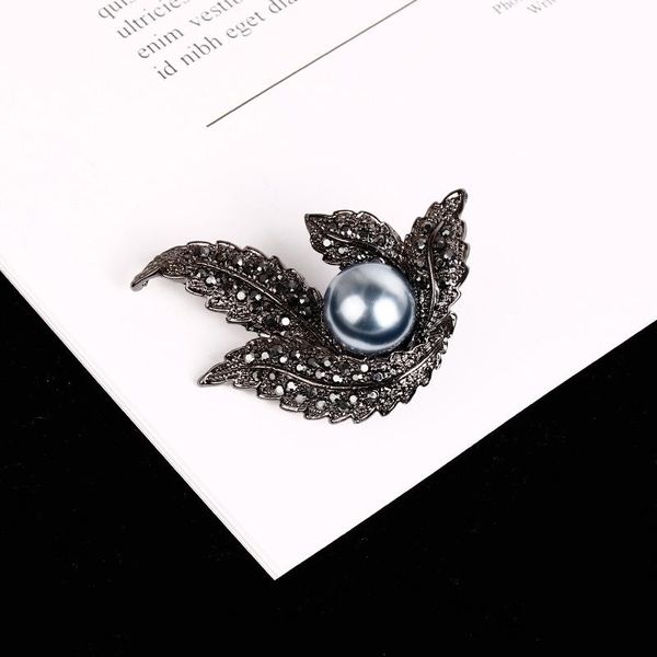 

pins, brooches temperament pearl brooch ladies clothes shirt collar needle scarf scarves buckle decorations, Gray