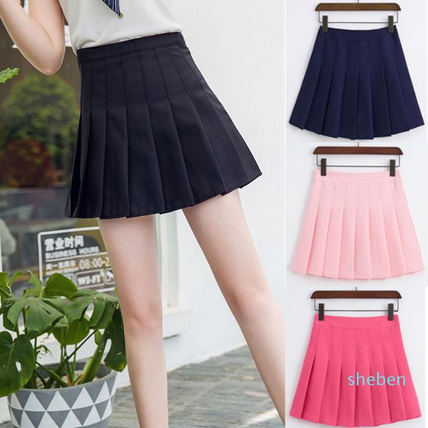 

high waist tennis skirt pleated skort short school dress with inner shorts zip for girl teen team sports badminton scooters tennis skirts, Black;red