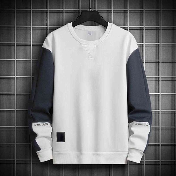 

men student sweatshirt contrast colors round neck loose casual long sleeve all match male pullover sudaderas selling, Black