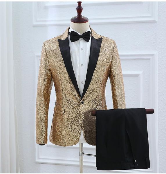 

sparkly full sequins trendy slim blazer pant men's suits set wedding nightclub host jacket men singer costume team show clothes & blaze, White;black