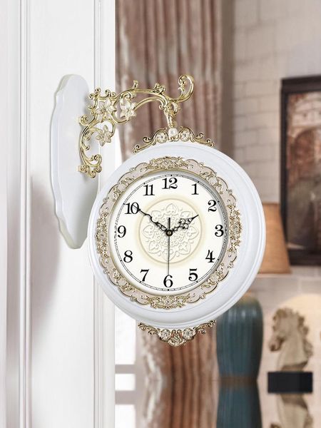 

wall clocks silent simple clock double sided living room luxury digital creative modern design wood reloj pared home decor 5