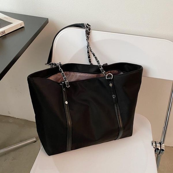 

evening bags nylon ladies large capacity design black shoulder bag for women double side solid color girl's shopping tote casual handba