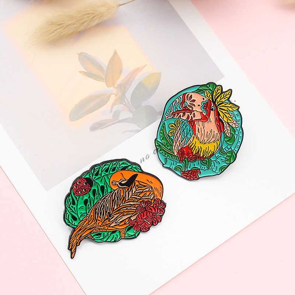 

colorful plumage in a bird flamingo insect creative design good friend brooch jewelry, Gray