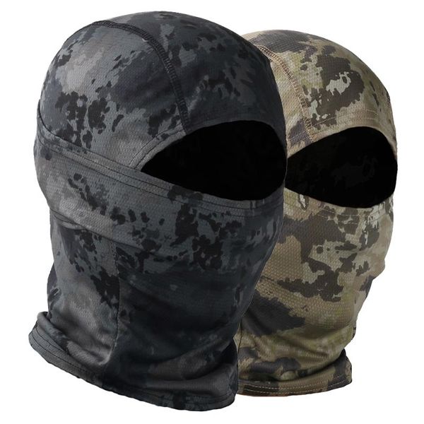 

cycling caps & masks camouflage balaclava tactical motorcycle face mask motorbike wargame shield hunting helmet cap military moto ski, Black