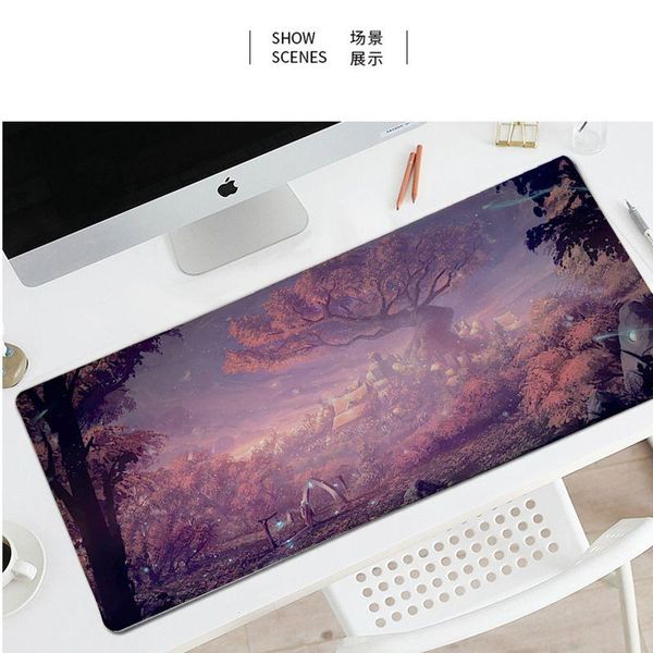 

mouse pads & wrist rests beautiful anime fantasy town tree anti-slip durable silicone computermats cartoon print large size game pad