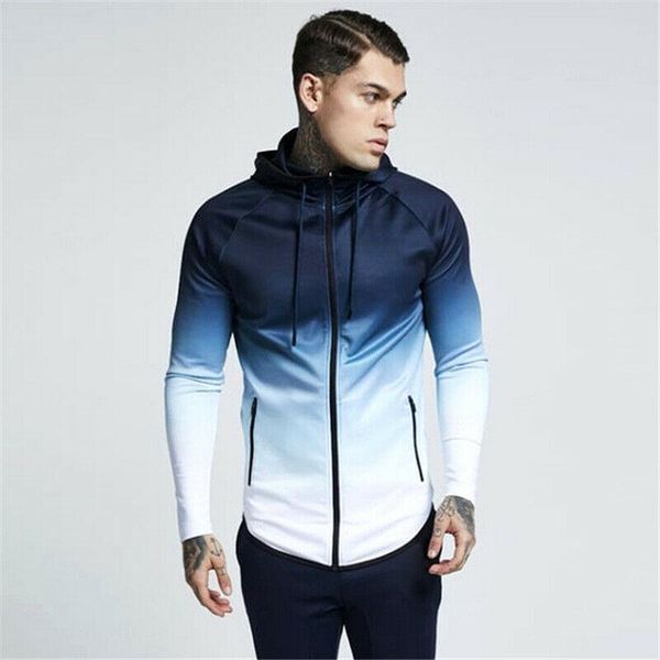 

men's hoodies & sweatshirts mens fitness sport hoodie with pockets full zip up hooded shirts gym workout top, Black