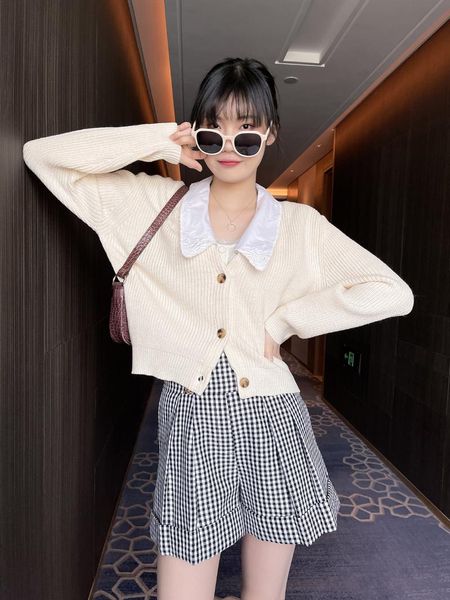 

women's jackets spring and summer 2021 age reducing detachable large collar white coat knitwear long sleeve wear, Black;brown