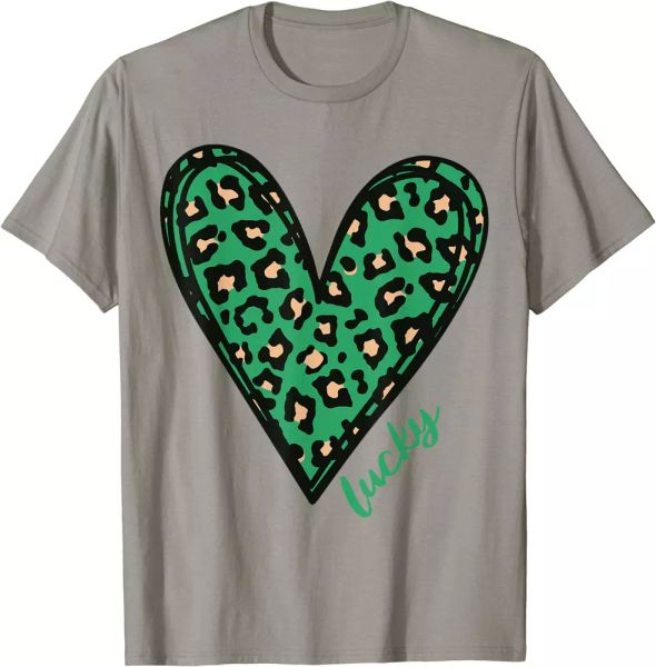 

Leopard Hearts Lucky Happy St Patrick's Day Boys Girls Gifts T-Shirt, White;black