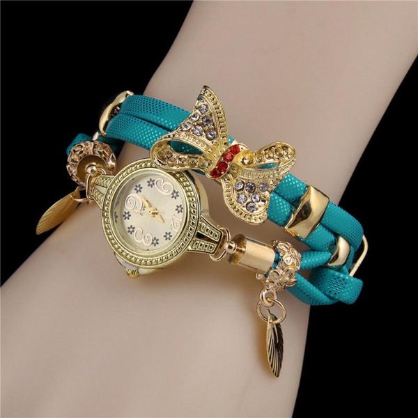 

wristwatches butterfly retro rhinestone bracelet watches women lovely wedding quartz luxury waterproof stainless steel dial clock, Slivery;brown