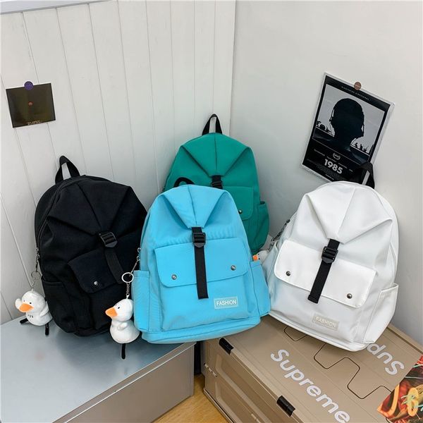 

fashion men's backpack cute pendant large-capacity school bags for teenager boys solid color waterproof laptop