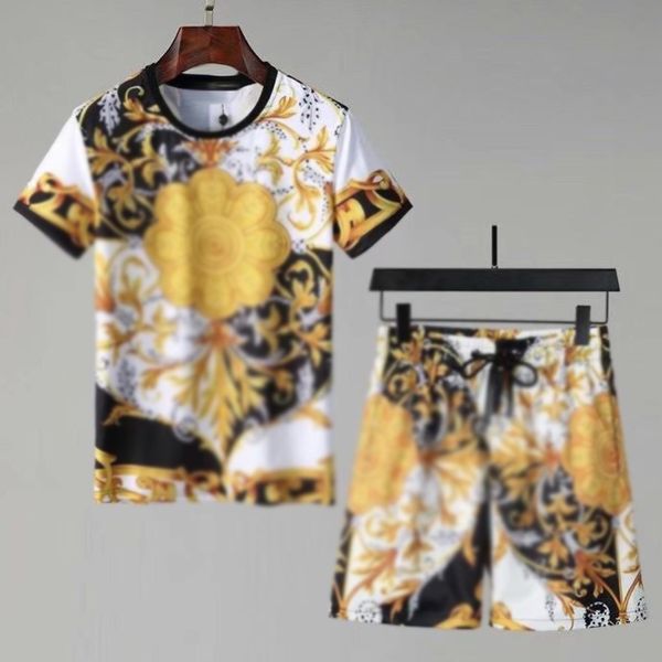 

italian summer men's designer sportswear fashion beach seaside vacation style shirt shorts printed suit hip-hop sweatshirt size -3xl, Gray