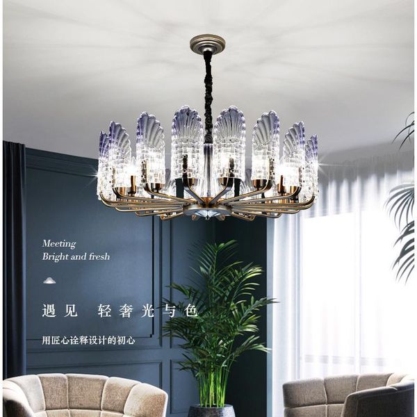 

chandeliers peacock open screen villa living room dining lamp bedroom luxury crystal chandelier modern light nordic