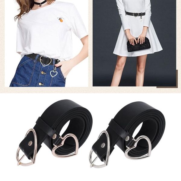 

belts pu leather belt for women metal heart corset wedding party dress harajuku, Black;brown