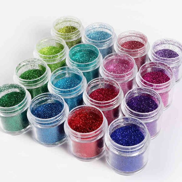 16 Boxen Sparkly Art Glitter Pulver Hot Pink Pailletten Staub Glänzendes Chrom Pigment Für Gel Polnisch Maniküre Nagel Dekorationen Tipps