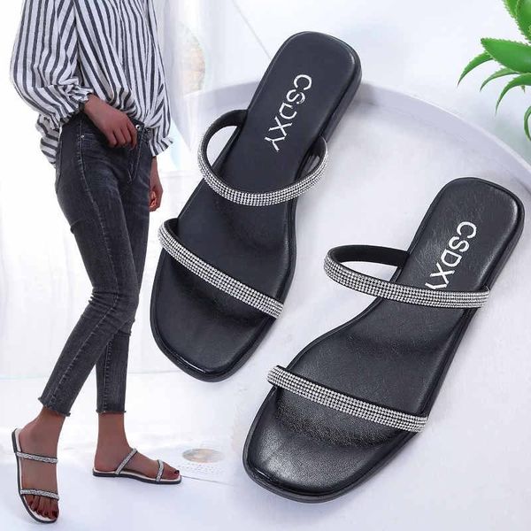 

slippers summer fashion shiny crystal roman beach flat sandals bohemian women's, Black